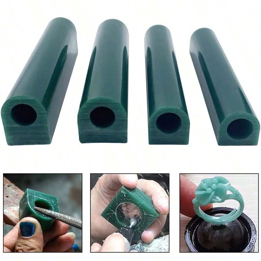 Carved Wax Ring Mold, Green Round Shape Wax Tube, Solid Wax For Jewelry