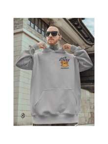 Keep Away Printed Cotton Sweatshirt Top Teddy Bear Kangaroo Fashion Men's Coat - Xám - Xem 2