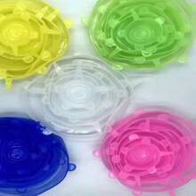 1x Kit 6 Universal Silicone Elastic Lid Pot Pan Mold - trắng - Xem 2