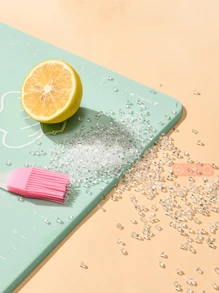 1 件硅胶揉面板，精美硅胶糕点垫，带刻度的不粘烘焙垫，适用于披萨、蛋糕、糕点、面团、糖量、厨房柜台、滚动和储存垫、烤箱、桌子、馅饼和蛋挞皮制作垫 - 綠色 - 查看 3