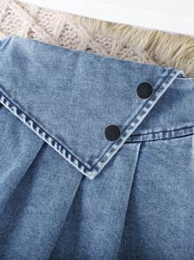 女婴学院风夹克、吊带背心和百褶裙三件套，秋冬 - 藍色 - 查看 9