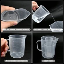 4 Pcs Measuring Jugs,100ml/250ml /500ml/1000ml Transparent Lab Graduated Beakers,Small Clear Liquid Graduated Beaker,Reusable Transparent Medicine Lab Measure Cups,Kitchen Baking Measuring Cups Jugs - Clear - View 4