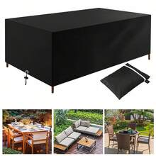 Furniture Cover 210D Oxford Fabric Waterproof Sofa Cover Outdoor With Drawstring Anti-UV Couch Chair Cover Rectangular Rattan Table Covers For Garden Lawn Patio - 106.3*70.9*35 inch - View 5