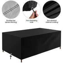 Furniture Cover 210D Oxford Fabric Waterproof Sofa Cover Outdoor With Drawstring Anti-UV Couch Chair Cover Rectangular Rattan Table Covers For Garden Lawn Patio - 106.3*70.9*35 inch - View 2