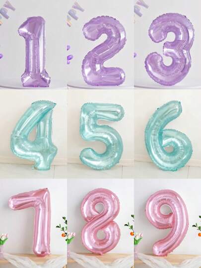 32inch Crystal Jelly Color Number Balloon, Suitable For Birthday, Anniversary, Themed Party Decoration, Back To School Valentine Day