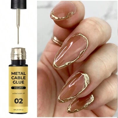 XEIJAYI 1 st 5ml guldfärgad nagelgel, semi-permanent UV/LED nagellack, gör-det-själv nagelkonstmålning nagellackskontureringsgelverktyg, present till kvinnor