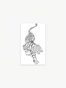 1pc Waterproof & Temporary Tiger Pattern Tattoo Sticker, Suitable For Men & Women Daily Use - Black - View 2
