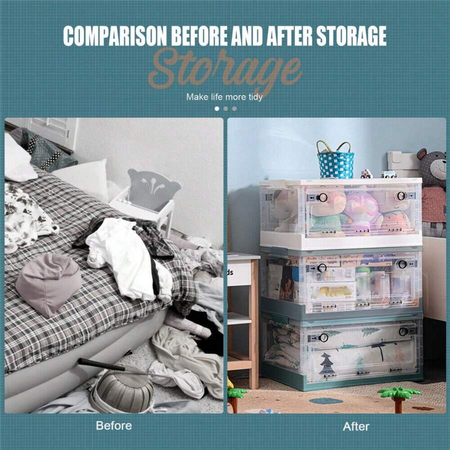 CNCEST Clear Plastic Storage Bin Large Stackable Collapsible Storage