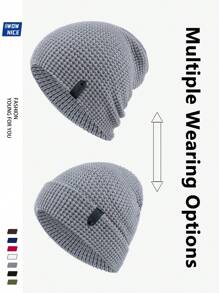 Fashionable Label Decor Slouchy Beanie Hats For Men And Women, Warm Winter Knit Caps With Ear Protection, Suitable For Outdoor Activities, Running, Fitness, Skiing, Skateboarding And Other Leisure Sports. Versatile Wear, Guitar Music Warm Hat, Youth Couple, Holiday Gift