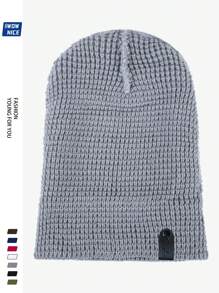 Fashionable Label Decor Slouchy Beanie Hats For Men And Women, Warm Winter Knit Caps With Ear Protection, Suitable For Outdoor Activities, Running, Fitness, Skiing, Skateboarding And Other Leisure Sports. Versatile Wear, Guitar Music Warm Hat, Youth Couple, Holiday Gift