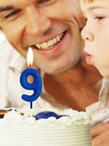 1pc Sprinkled Numeric 0-9 Birthday Party Cake Decoration Candle, Back To School Valentine Day - Dark Blue - View 5