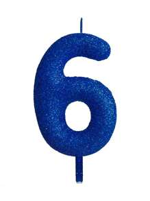 1pc Sprinkled Numeric 0-9 Birthday Party Cake Decoration Candle, Back To School Valentine Day - Dark Blue - View 3