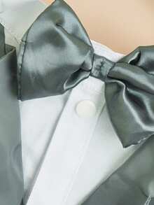 1pc Dog Wedding Festive Bow Tie Tuxedo Style Structured 2 In 1 Multi-Color Button Pet Shirt Suit - Grey - View 5