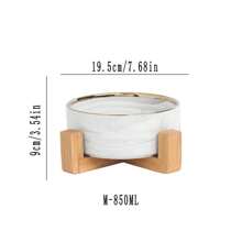 宠物碗猫碗带木架陶瓷猫颈碗饮水碗大理石金边单碗宠物用品 - 彩色 - 查看 12