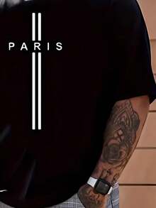 Camiseta Unissex Cruz Paris Estampa Casual 100% Algodão - Preto - Visão 4