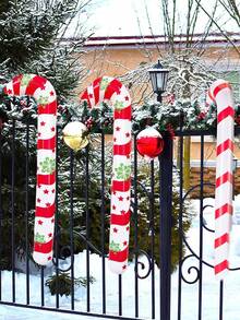 1 个充气巨型拐杖糖装饰气球 - 适用于圣诞节和新年前夜派对的新奇圣诞装饰道具 - 易于安装、尺寸巨大、有趣的互动设计，适合室内和室外庆祝活动 - 彩色 - 查看 5