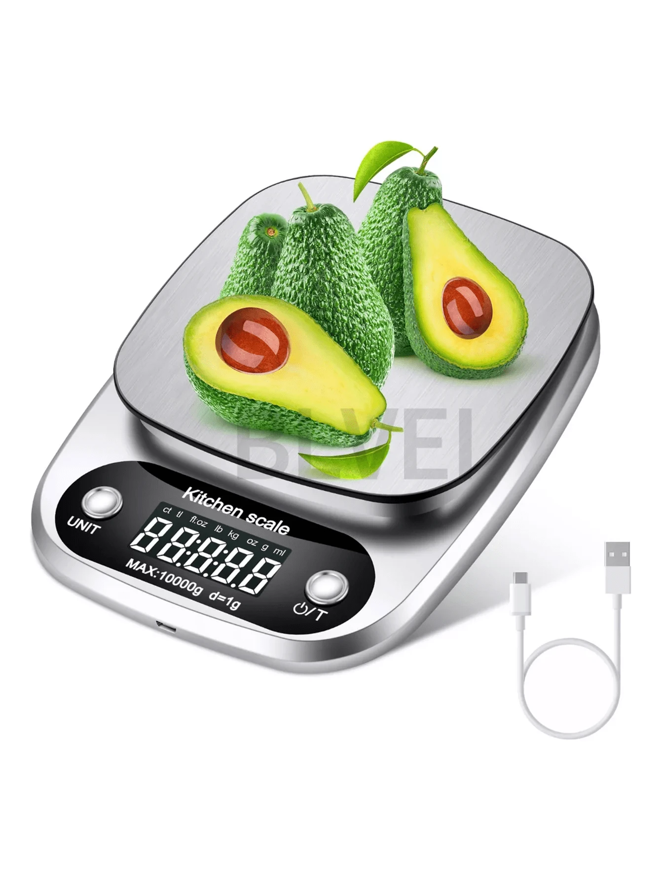 Balanza de gramos digital recargable de alta precisión 1g/10kg - Plateado - Ver 1