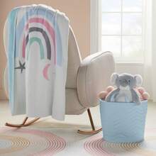 Quilted Fabric Large Round Storage Basket - Blue - 藍色 - 查看 3