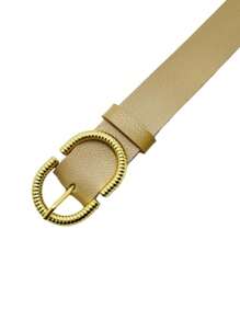 Fashion Women's Thin Belt With Inverted Buckle Worked - Diva - Beige - View 2