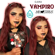 MIA TERRA COSMETICS PALETA DE COLORES MINI PARA BODY PAINT, MAQUILLAJE DE FANTASIA Y PINTACARITAS BASE AGUA DIFERENTES PERSONAJES Y GAMAS DE COLORES - VAMPIRO - Ver 3