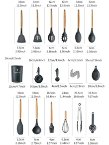 Keidason 34 件/套，硅胶餐具套装，厨房用具套装，安全烹饪用具套装，带手柄不粘烹饪用具套装，可清洗现代炊具，厨房用品，厨房小工具，厨房必需品 - 彩色 - 查看 9