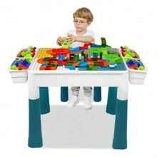 Froadp Kids Table With Chairs Set Play Table For Kids Ages 3+ With Building Blocks, Storage Box And Adjustable Height Multifunctional Double-Sided Table Top For Children Baby - Multicolor - View 5
