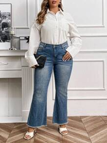 QIANZHIDU Elva 大码女装宽松休闲经典优雅舒适简约办公商务面试透气返校季春夏秋季衬衫情人节新年穿搭