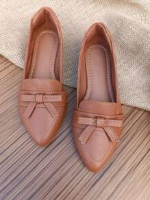 Women's Black Comfortable Flat Loafers - Lạc đà - Xem 4
