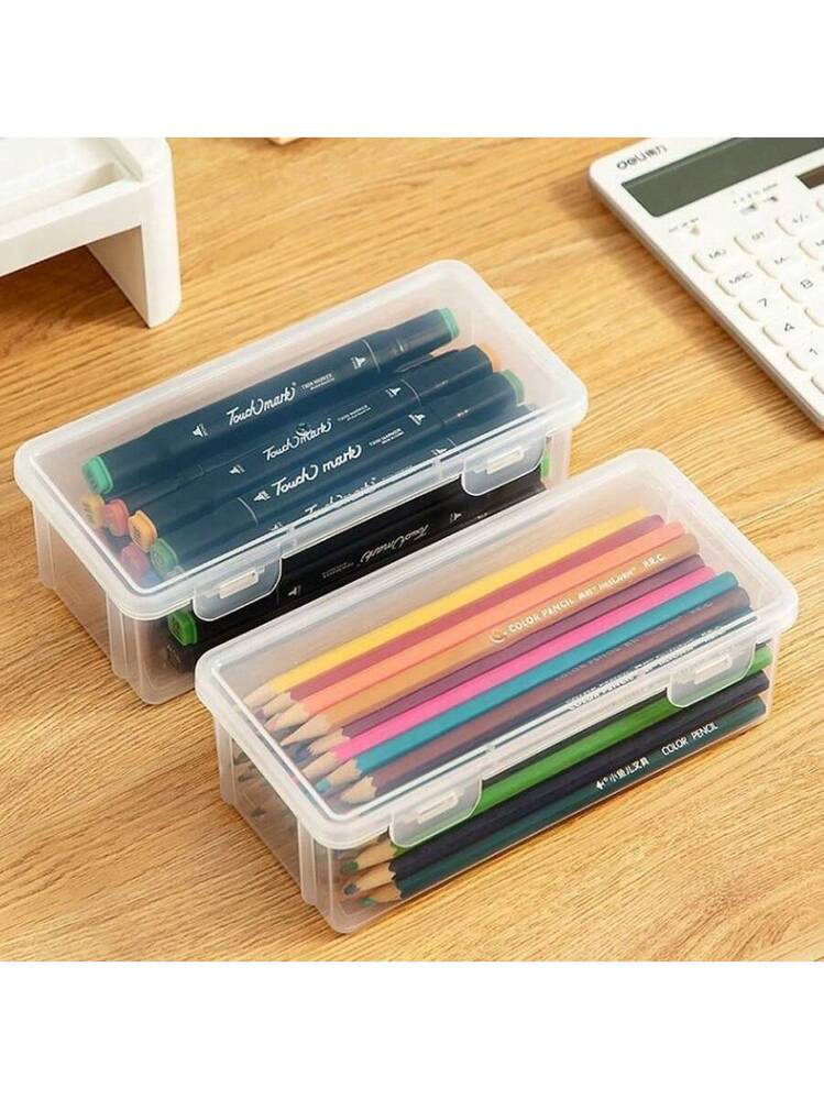 EJ.life Étui à crayons transparent Boîte de Stylo à Bille en Plastique
