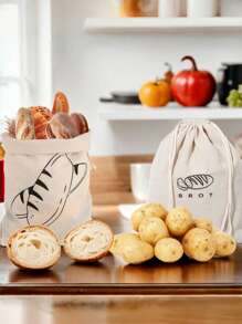 1Pc Bread Bag Linen Bread Bags For Homemade Bread Container Unbleached & Reusable Bread Storage, Natural Large Storage For Artisan Bread