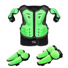 Equipo de moto de campo para niños, 5 piezas, chaqueta de protección de motocicleta juvenil, equipo de protección para motocross con coderas, rodilleras y protector de pecho, apto para niños y niñas de 4 a 12 años, para bicicleta de montaña y ciclismo