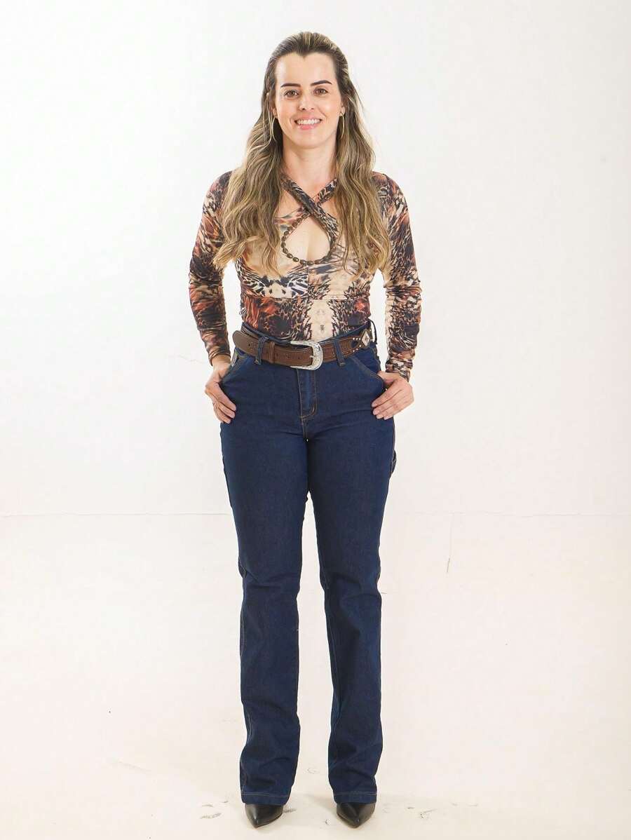 Women's Carpenter Jeans - Màu xanh ngọc - Xem 1