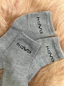 Kit 3 Pairs Of Basic Mid-Calf Unisex Sports Socks - 灰色 - 查看 4