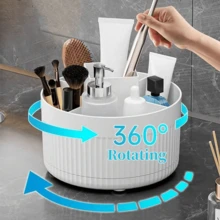 1 chiếc Giá đựng bút xoay 360 độ để bàn, hộp đựng đồ dùng văn phòng phẩm đa năng cho văn phòng, trường học, gia đình, phòng tắm, kệ đựng mỹ phẩm, giá đựng cọ trang điểm - trắng - Xem 7