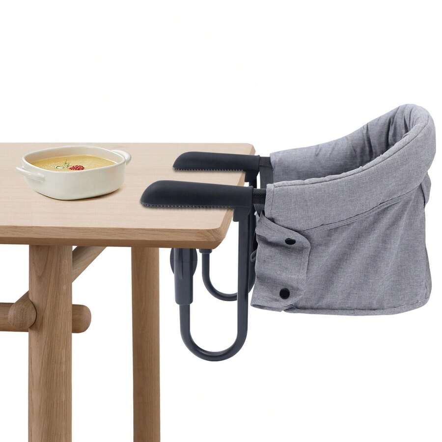 Portable Folding Baby Hook On Clip On High Chair Booster Fast Table Seat Grey - Grey - View 1