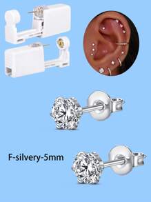 2-4pcs Ear Piercing Kit Disposable Ear Piercing Gun Kit Self Piercing Gun And Build-In 4mm 5mm Crown Star Earrings Stud DIY At Home Ear Piercing Gun - Hypoallergenic, And Painless - Multicolor - View 19