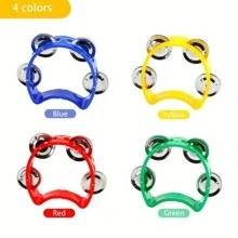 4pcs/Set Four-Bell Tambourine, Perfect For Stage Performance, Dance Party, Musical Instrument,Drum Sticks,Star Tambourine,Lollipop Drum,Meditation,Tambourine For Dance,Small Tambourine,Koshi Bell,Drum>Pvc,Foot Tambourine - Multicolor - View 8