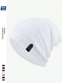 Fashionable Label Decor Slouchy Beanie Hats For Men And Women, Warm Winter Knit Caps With Ear Protection, Suitable For Outdoor Activities, Running, Fitness, Skiing, Skateboarding And Other Leisure Sports. Versatile Wear, Guitar Music Warm Hat, Youth Couple, Holiday Gift