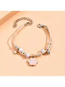 Fashion Rope Bracelets For Women Dog Paw Pendant Female Jewelry Gifts - Màu hồng gỉ - Xem 3