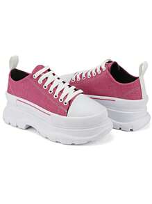 Women's Comfortable High Platform Blogger Sneakers - Hồng - Xem 6