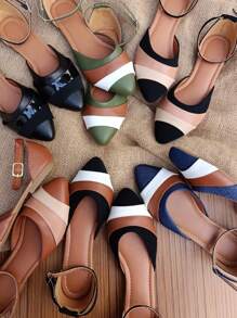 Salome Elegant Pointed Toe 's Flat Shoes 33ao42 Foreign Fashion Promotion - 藏蓝色 - 查看 5