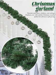 1pc Christmas Pine Needle Vine Wreath, Artificial Vine, Fake Pine Branches For Christmas Tree Decoration, Staircase Railing, Fireplace Decor (Recommend Purchasing Multiple Times To Achieve The Effect Shown In The Main Image) - Multicolor - View 8