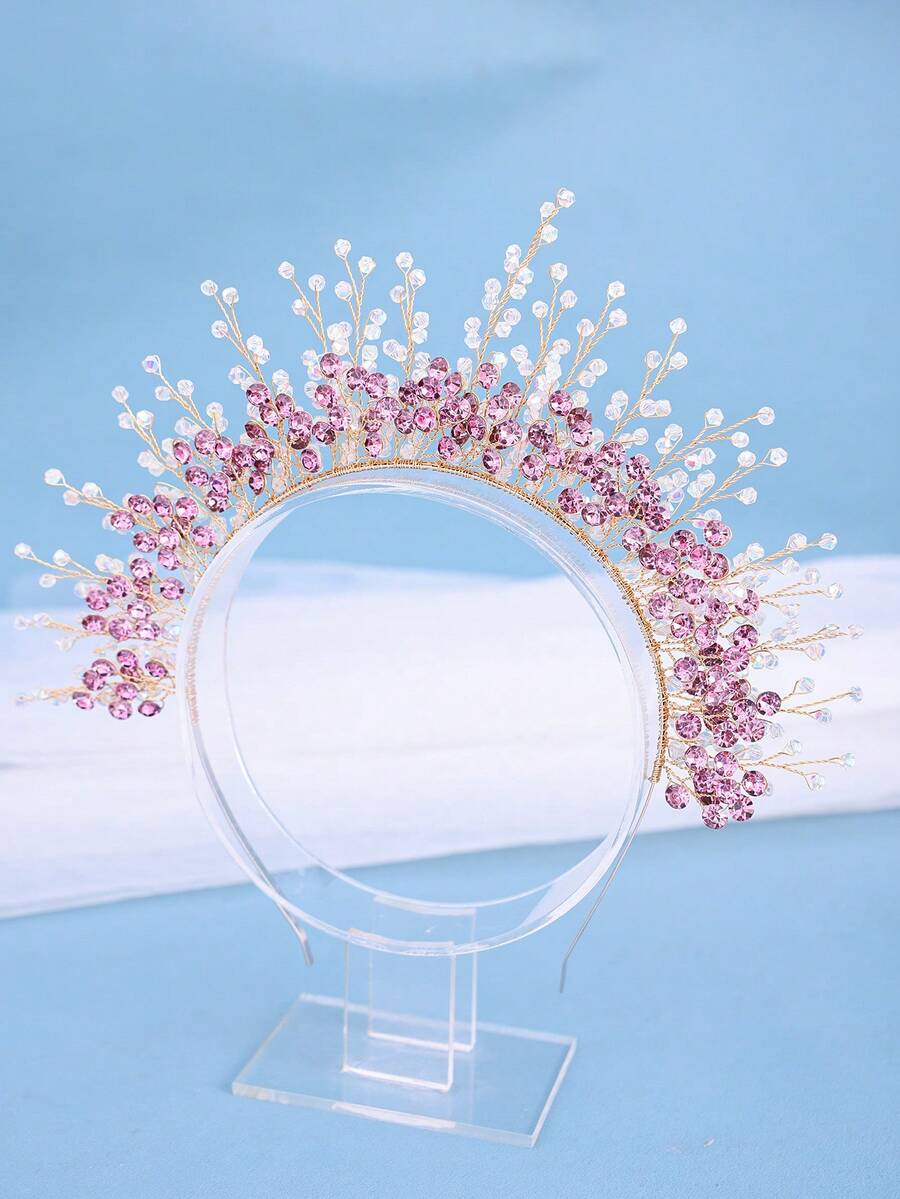 1pc Crystal Purple Princess Tiara Crown, For Dark Gothic Dress, Bridal