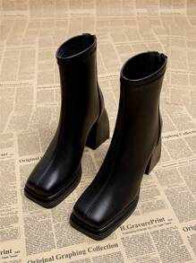 2026 Autumn New Arrival Women's Elegant Boots, Chunky Heel High Heels, Versatile Casual Fashion Short Boots