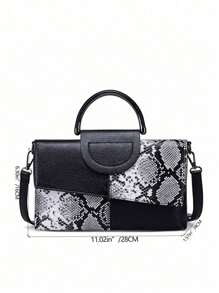 The Pattern Is Cut Randomly With The Fabric1 Piece PU Crocodile Pattern Women's Crossbody Bag, Women's Handbag, Shoulder Bag, Party Clutch Bag, Handbag, Wallet, Clutch Bag, Suitable For Dinner, Party, Party, Leisure, Shopping - Black and White - View 5