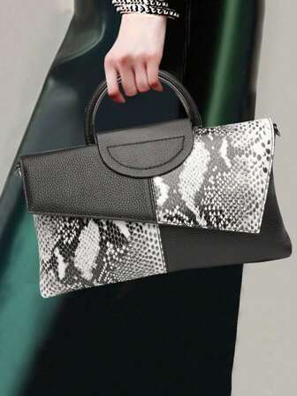 1 Stück PU Tasche mit Krokodil-Muster für Damen, Schultertasche, Clutch, geeignet für Dinner, Party, Lässig, Einkaufen