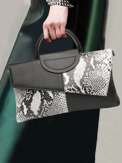 The Pattern Is Cut Randomly With The Fabric1 Piece PU Crocodile Pattern Women's Crossbody Bag, Women's Handbag, Shoulder Bag, Party Clutch Bag, Handbag, Wallet, Clutch Bag, Suitable For Dinner, Party, Party, Leisure, Shopping