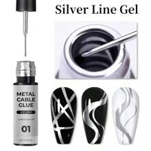 XEIJAYI Nail Art Line Gel For Outlining And Painting, High-Density Metallic Gel, Professional Nail Salon Use - 銀色 - 查看 5