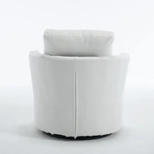 Chenille Swivel Barrel Chair, Uphosltered Modern Round Accent Arm Chairs Comfy 360 Degree Swivel Single Circle Club Sofa Chair For Nursery Living Room Bedroom - White - View 9