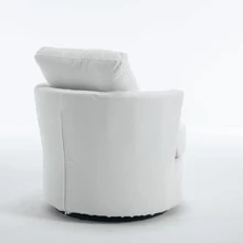 Chenille Swivel Barrel Chair, Uphosltered Modern Round Accent Arm Chairs Comfy 360 Degree Swivel Single Circle Club Sofa Chair For Nursery Living Room Bedroom - White - View 8